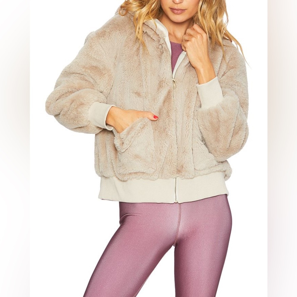 Beach Riot Fuzzy Faux Fur Jacket-Women in Ivory